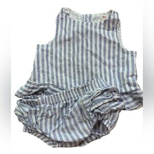 Cat & Jack blue and white stripe 2pc ruffle back bottoms  3/6 months k135